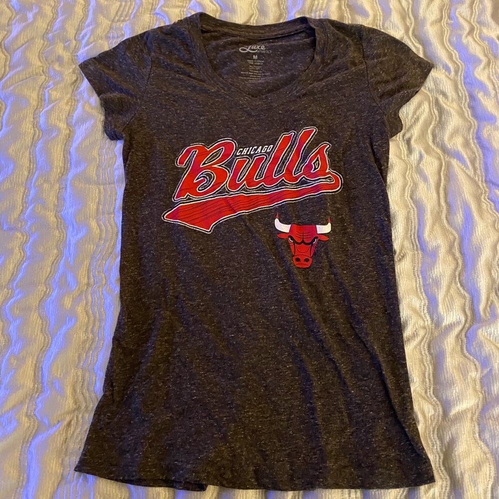 Luxe Athletics Chicago Bulls Fitted Baby T Burnout Shirt Top
